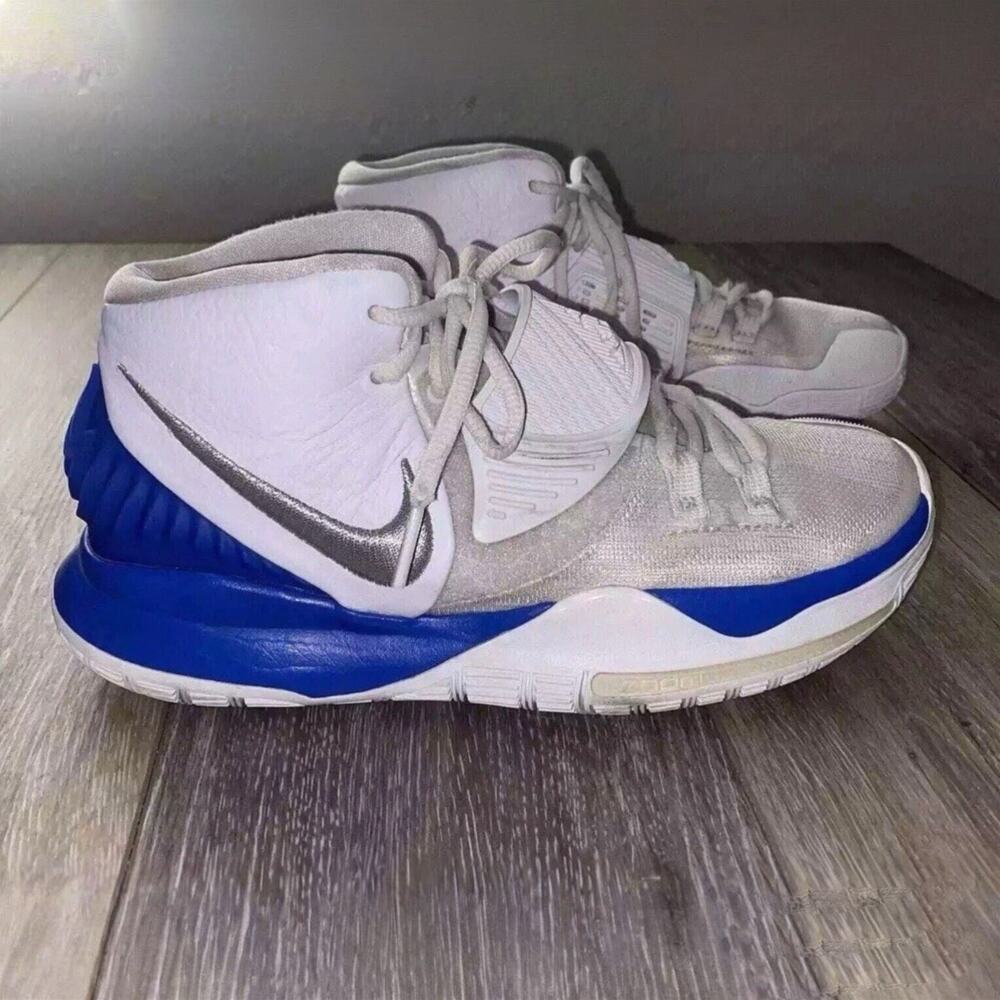 Nike Kyrie 6 Trainers Youth US Size 5.5 Basketball Shoes White Blue Leather Mesh